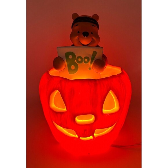Disney 1999 Winnie The Pooh Halloween Blow Mold BOO Pumpkin Light Up Vintage EUC - Picture 11 of 16